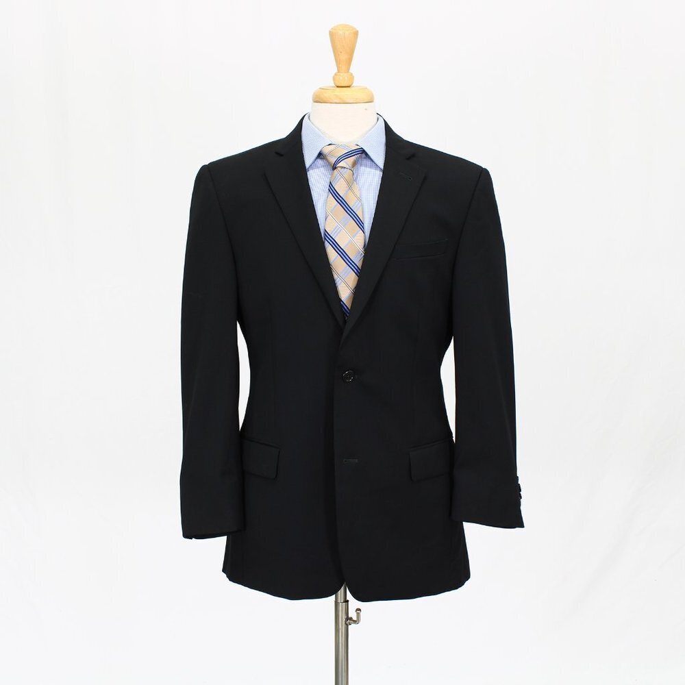 John Varvatos 40R Black Solid 2-Button Sport Coat Blazer Jacket V593